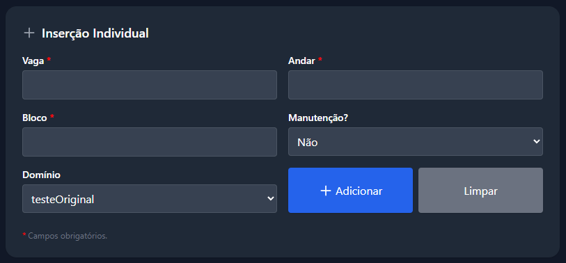 Tela de Cadastro de Vagas